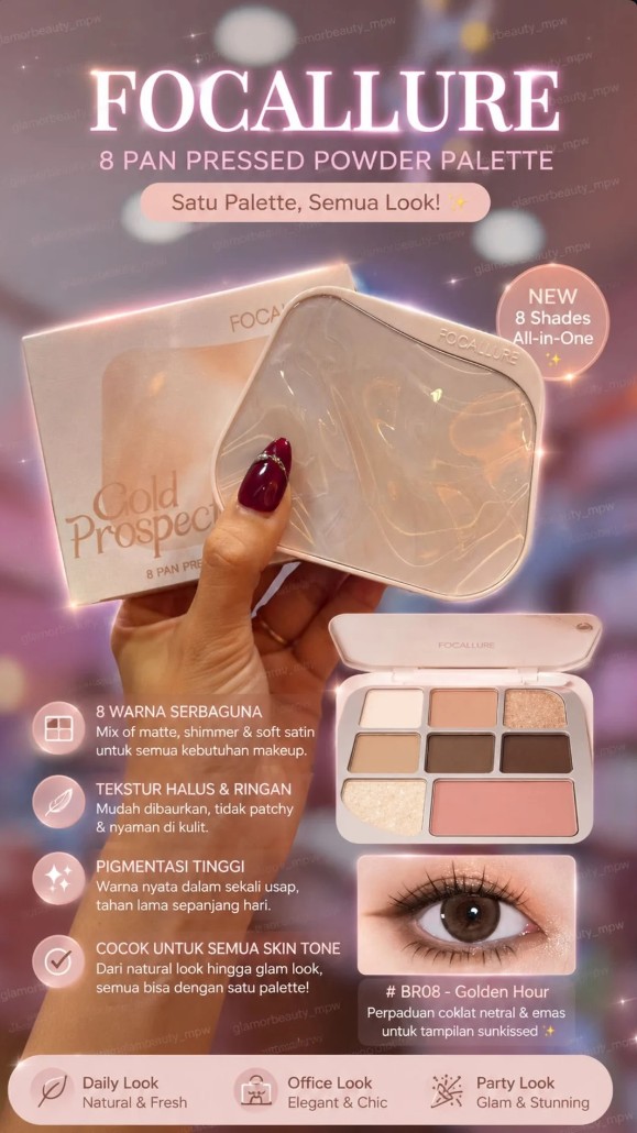FOCALLURE 8 PAN PRESSED POWDER PALETTE BR08 PCS