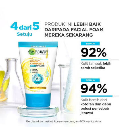 GARNIER FACE WASH 50ML BRIGHT ANTI ACNE